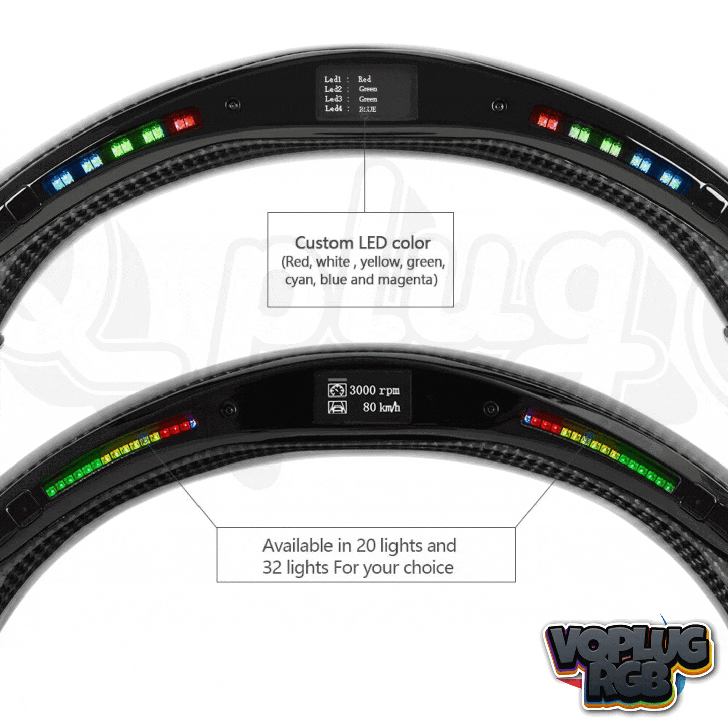 Q50/Q60 RGB Display Carbon Fiber Customized Steering Wheel | RGB LED Light for Infiniti Q50 & Q60 - Competition Use,