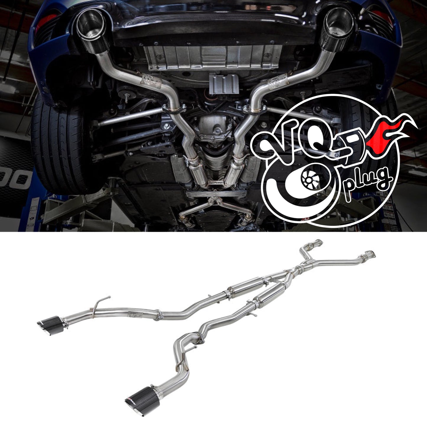aFe POWER Takeda 2.5in 304 SS CB Exhaust w/ Carbon Fiber Tips 17-19 Infiniti Q60 V6-3.0L (tt)
