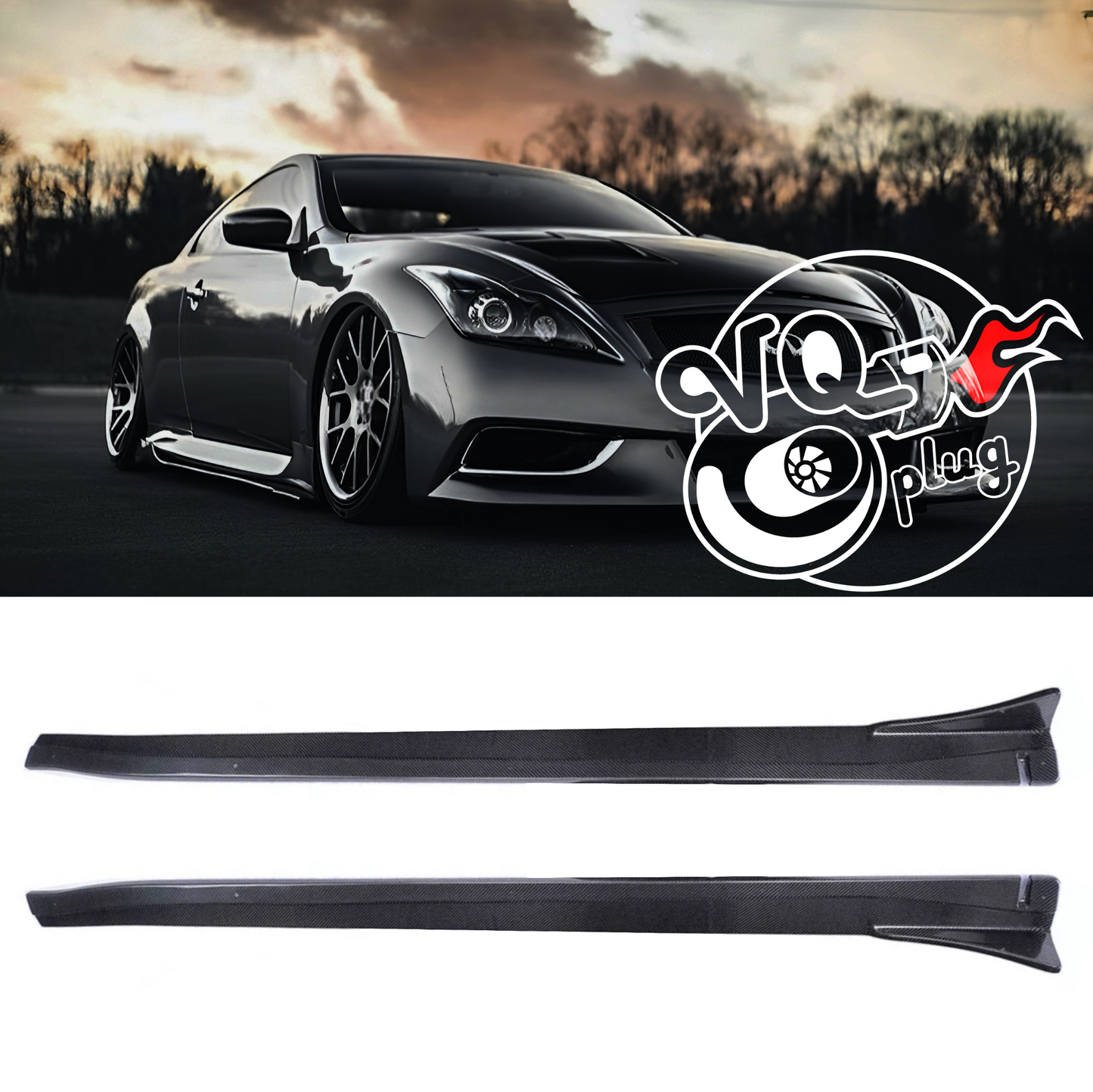 G37/Q60 Coupe G1 One Piece Real Carbon Fiber Side Splitters