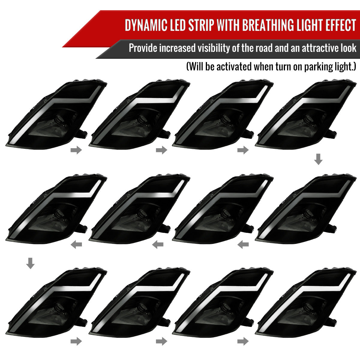 350Z Black Smoked Spec-D LED Sequential Headlights | 2003-2009 - 350z, Competition Use, Cosmetic, Discount $10, Ebay