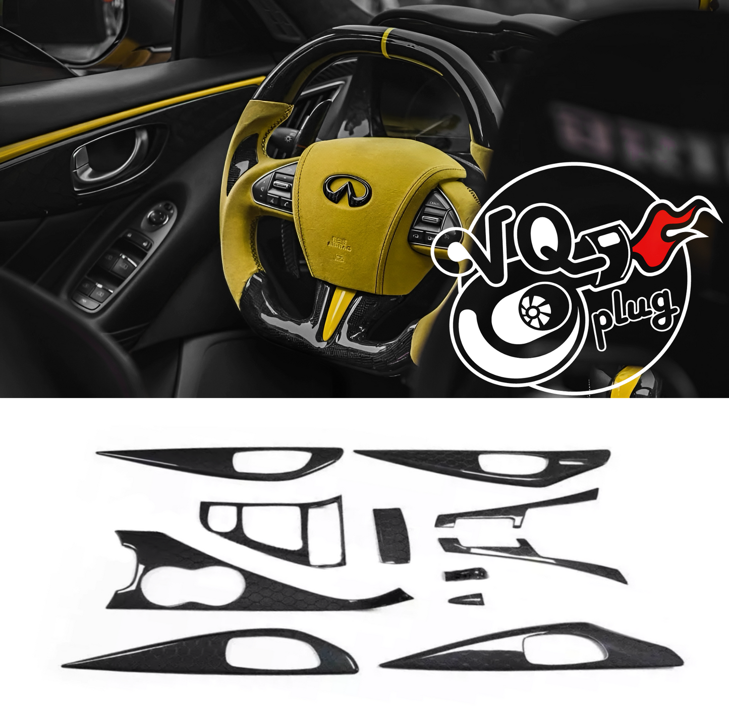 Q50/Q60 Carbon Fiber Interior | Regular/Honeycomb/Forged Carbon Fiber Customizer - Cosmetic, Coupe, Discount $10, Ebay,