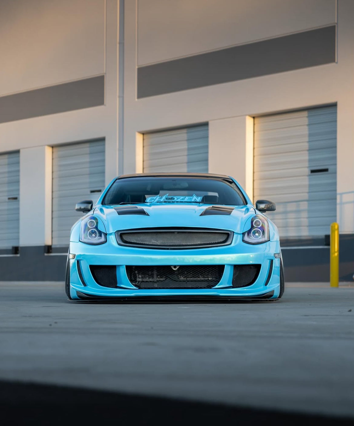 G35 Coupe GT3 Front Bumper - Bumpers, Cosmetic, Coupe, Discount $30, G35 customized light blue sports car