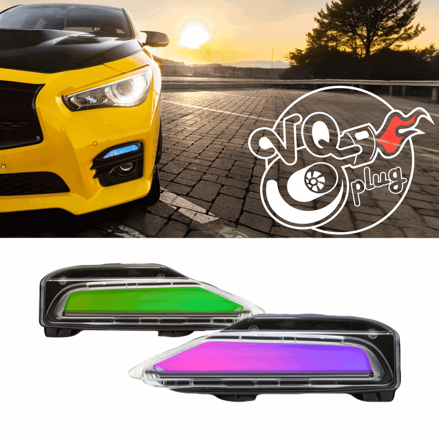 Q50 Sport Bumper RGB Sequential Lights | VQPlug - Competition Use, Cosmetic, Discount $10, Discount $5, Ebay