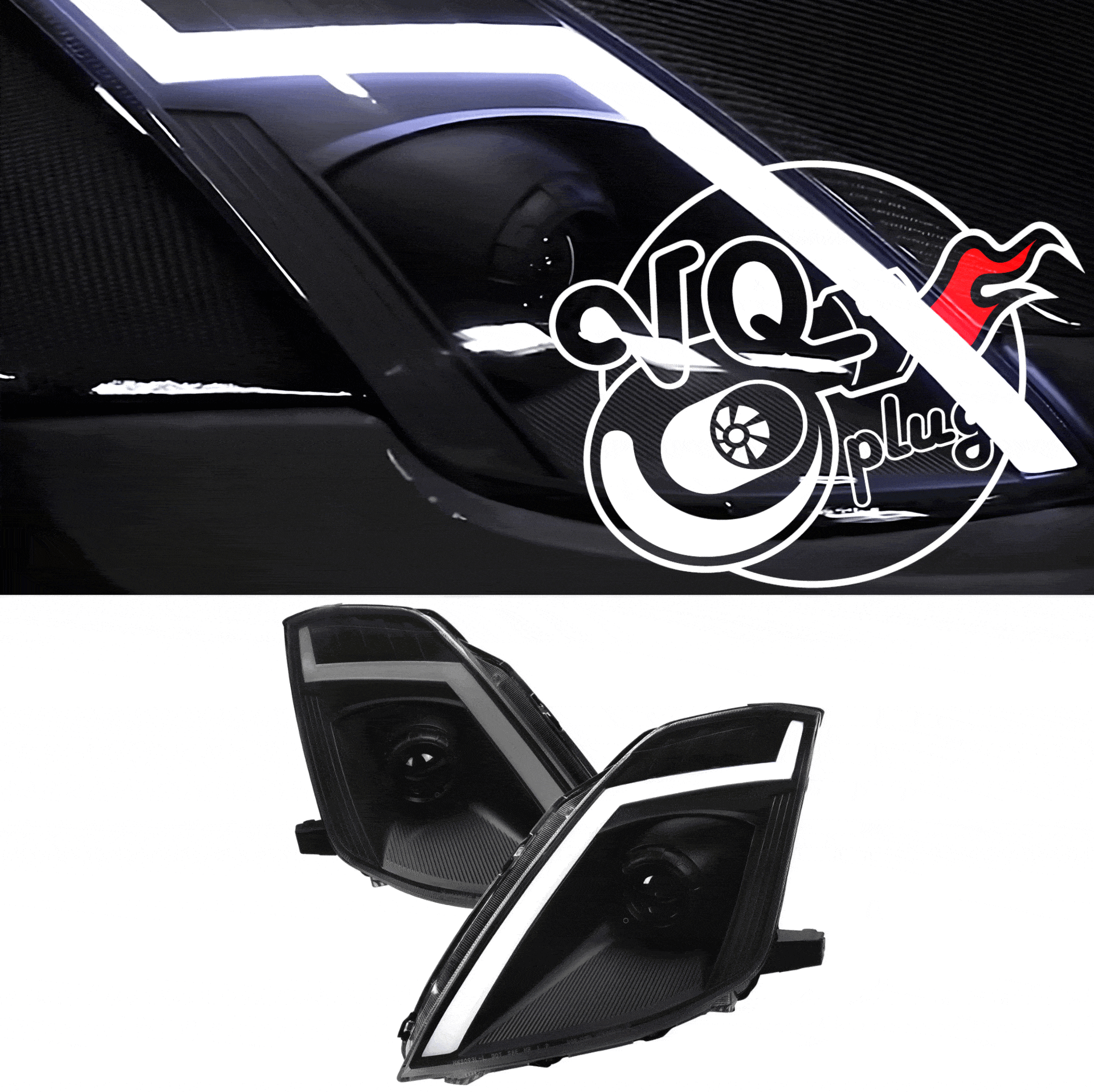 06-09 Nissan 350Z Z33 Fairlady HID Black Smoke LED Projector Headlights (Pair)
