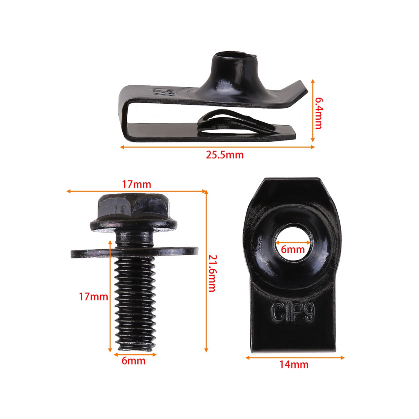 M6 License Plate U-Nut & Hardware Kit