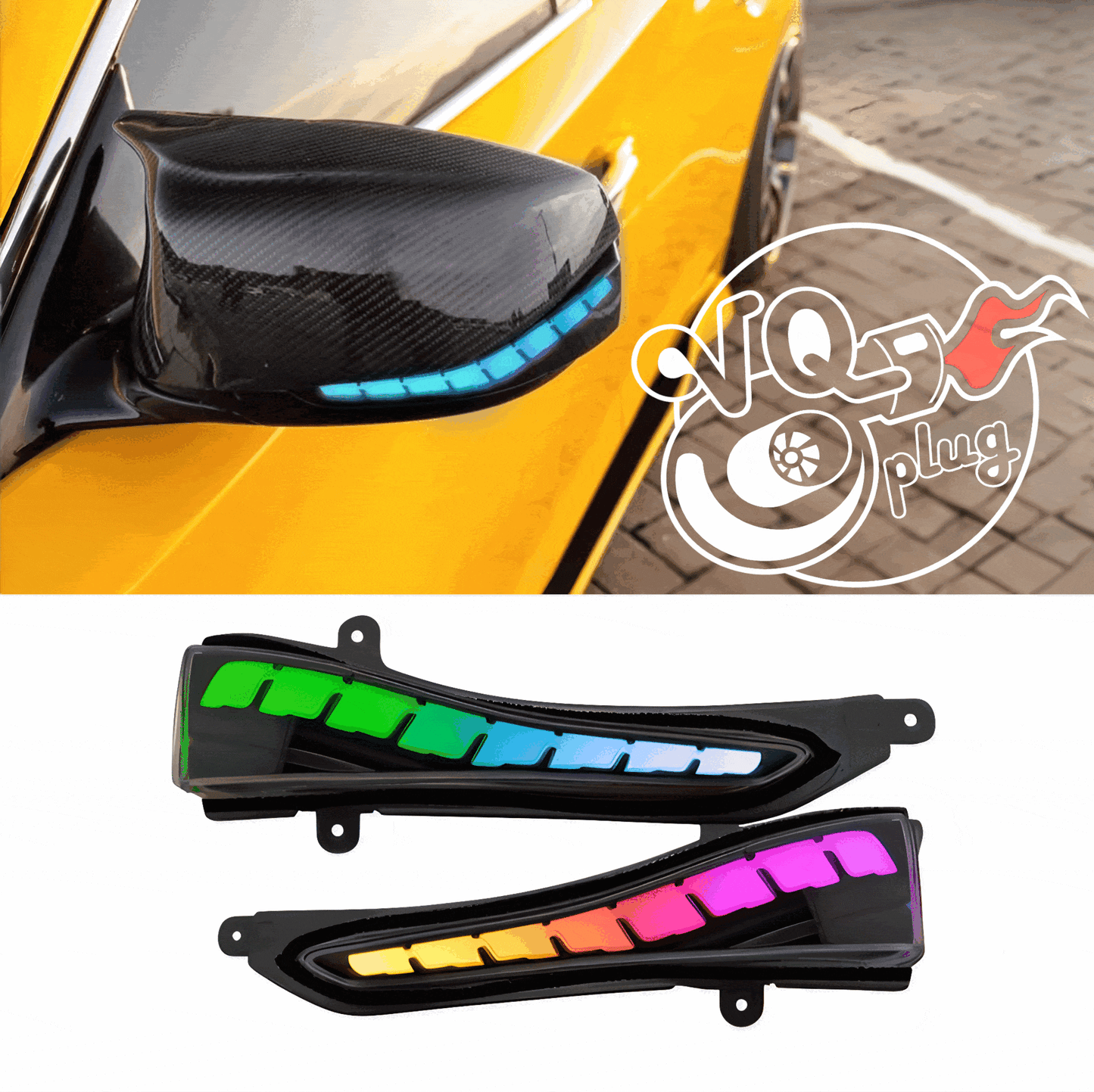 Q50/Q60 RGB Sequential Side Mirror Lights | VQPlug - Competition Use, Cosmetic, Discount $10, Ebay, Q50