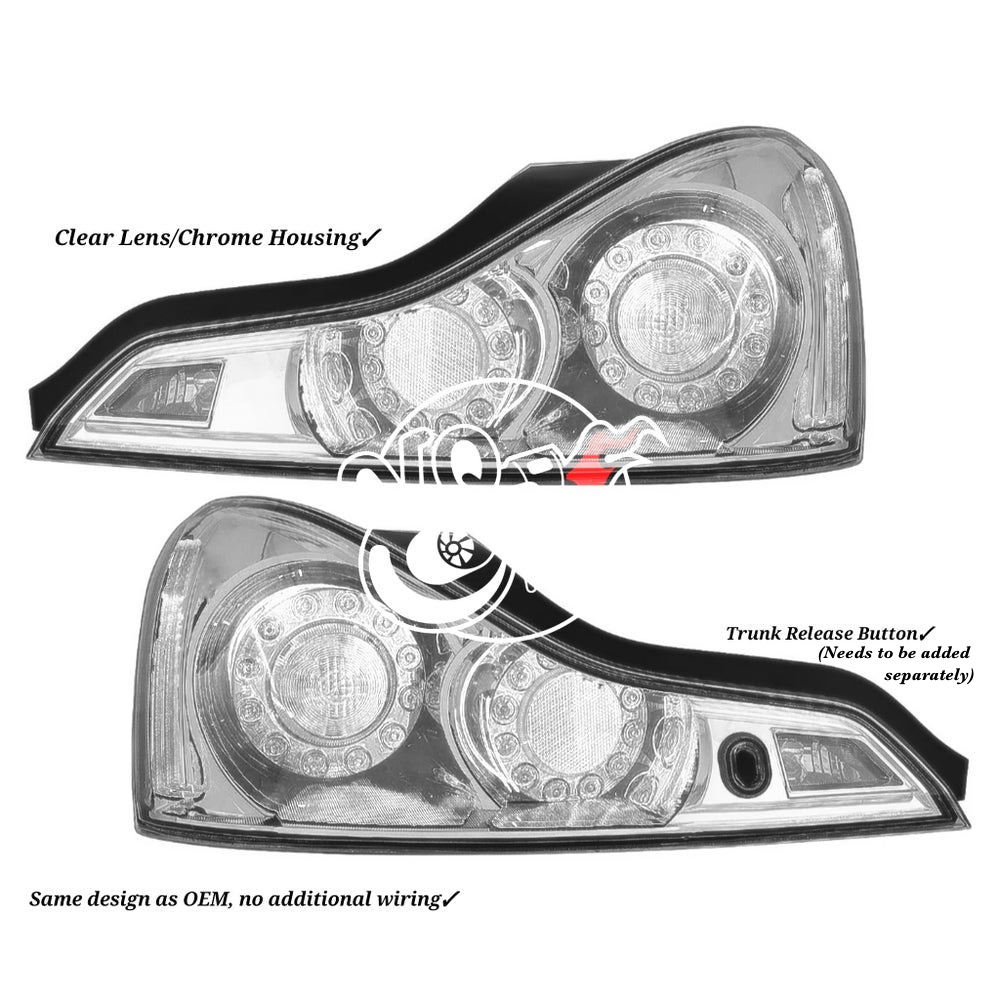 G37 Coupe Clear/Chrome Tail Lights - G37 Coupe Clear/Chrome Tail Lights - Competition Use, Cosmetic, Coupe, Discount