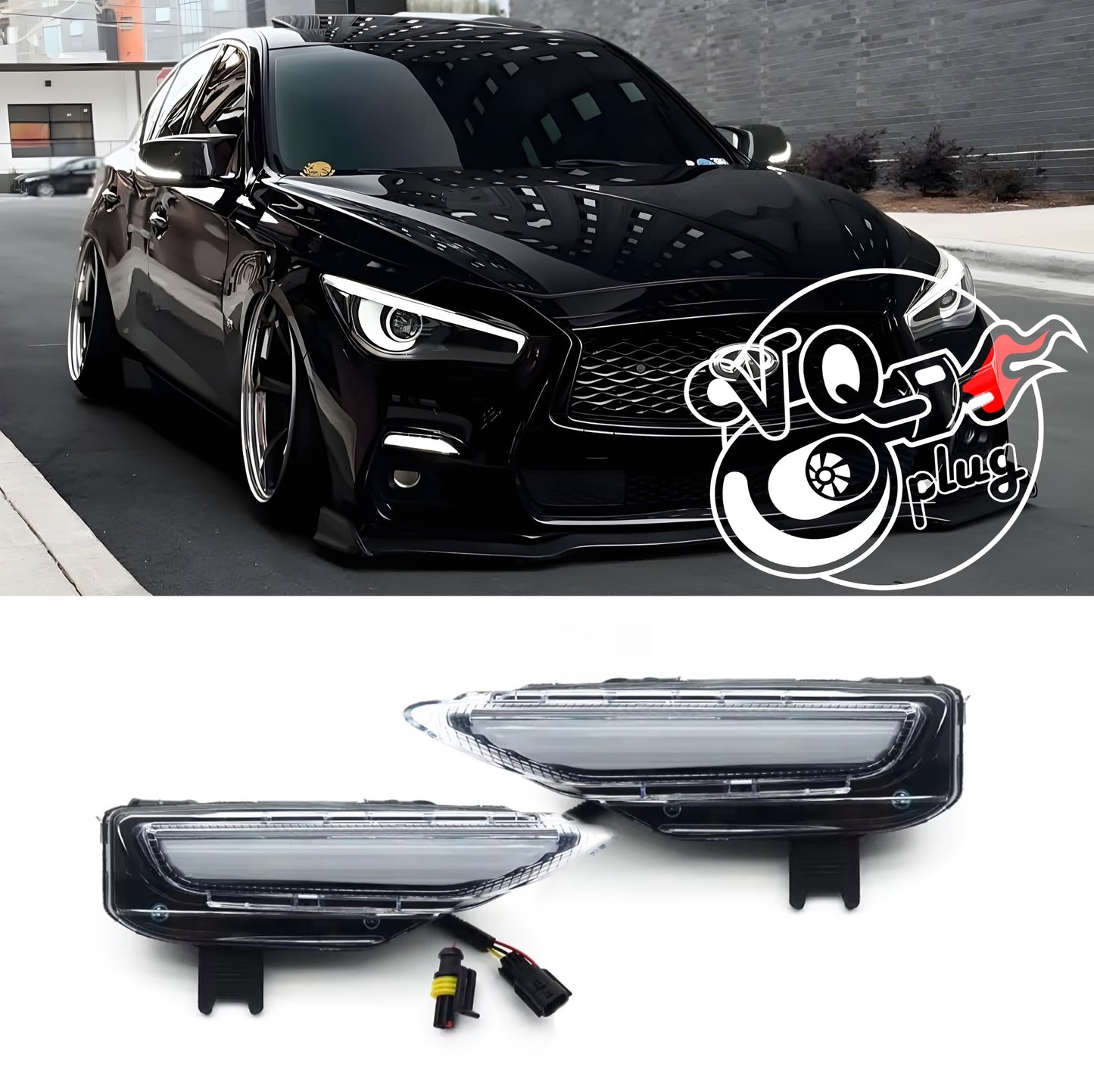 Q50 Sport Bumper White LED Sequential Lights | VQPlug