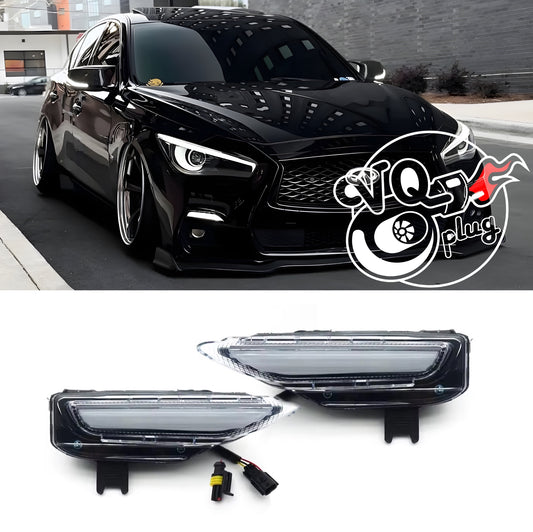 Q50 Sport Bumper White LED Sequential Lights | VQPlug