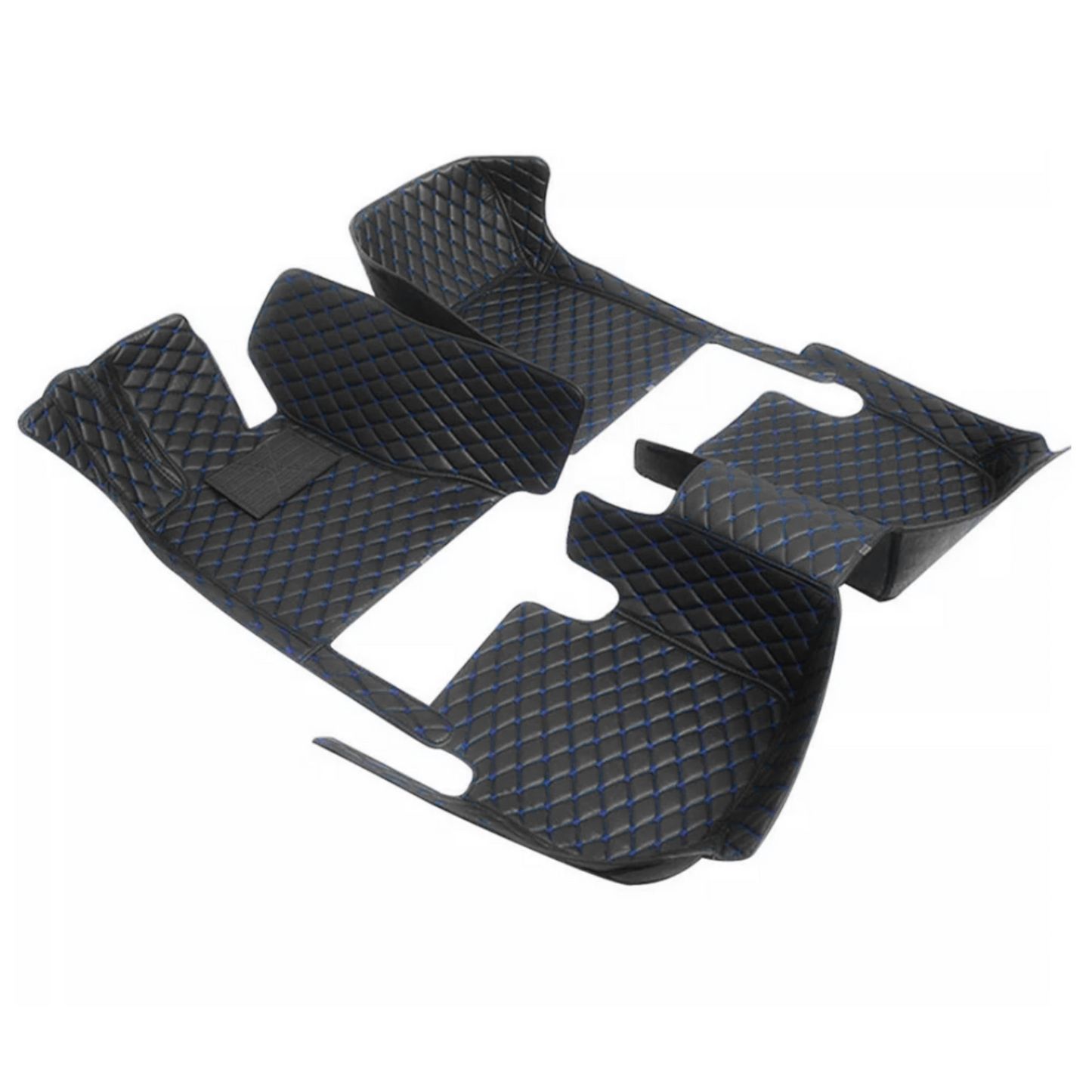 350Z Diamond Stitched Customized Floor Mats | VQ35DE VQ35HR - Black with Blue Stitching - 350z, Competition Use,