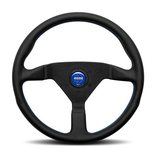 Momo Montecarlo Steering Wheel 350 mm - Black Leather/Blue Stitch/Black Spokes