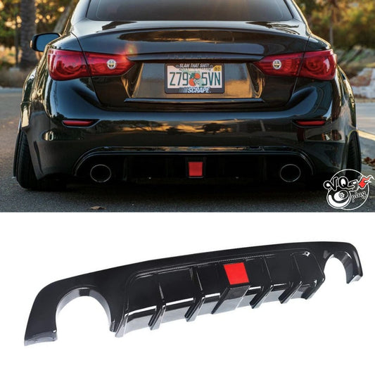 Q50 Rear Diffuser with LED Brake Light 2014-2022 - Cosmetic, Discount $15, Ebay, Free Shipping, Q50 black car rear