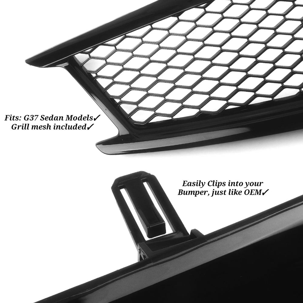 G37 Sedan Carbon Fiber Mesh Grill - Cosmetic, Discount $15, Ebay, G37, Sedan black honeycomb grill clip