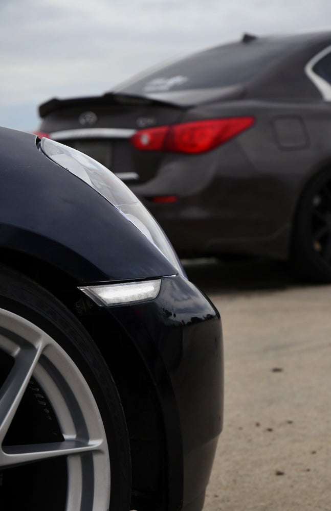 G35 Sedan LED Sequential Side Markers - Competition Use, Cosmetic, Discount $10, G35, HQ two parked cars