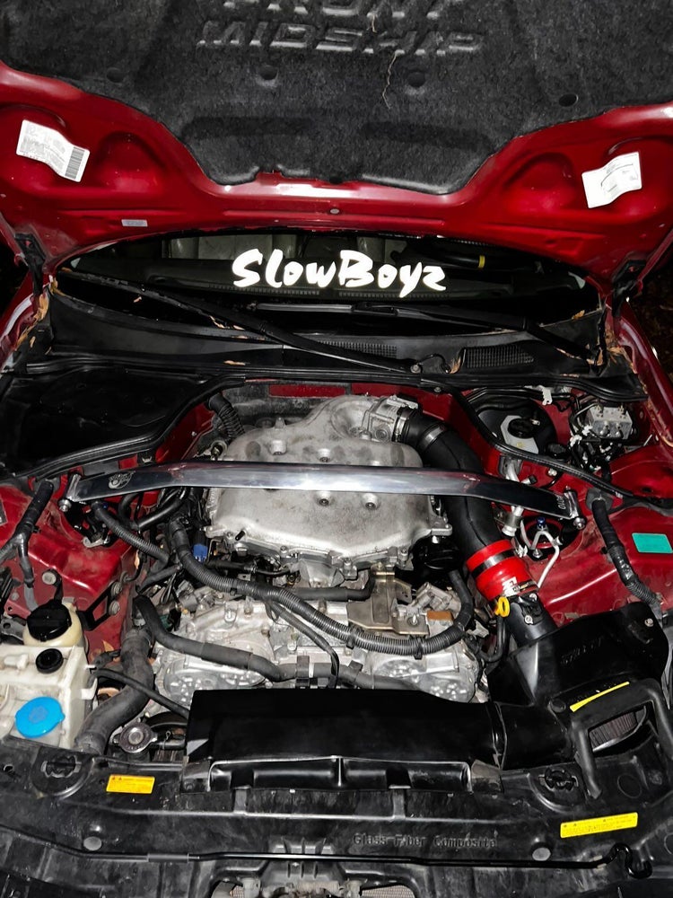 G35/G37 Polished Strut Tower Brace - Cosmetic, Coupe, Discount $15, G35, G37 car engine bay