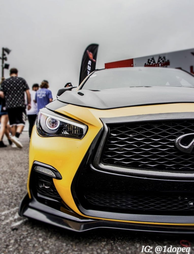Q50 Real Carbon Fiber Front Grill Trim Overlay - Cosmetic, Discount $10, Ebay, Q50, Q50 / Q60 yellow black infiniti q60