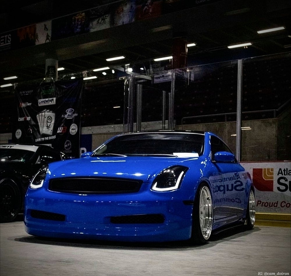 G35 Coupe Black Open Mesh Grill - Gloss Black - Cosmetic, Coupe, Discount $10, Ebay, G35 blue modified coupe