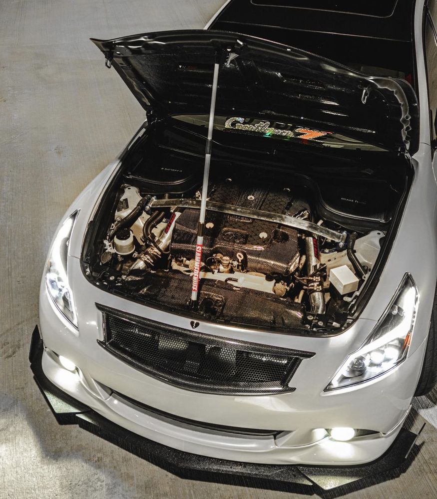 G37 Sedan Carbon Fiber Mesh Grill - Cosmetic, Discount $15, Ebay, G37, Sedan white car open hood