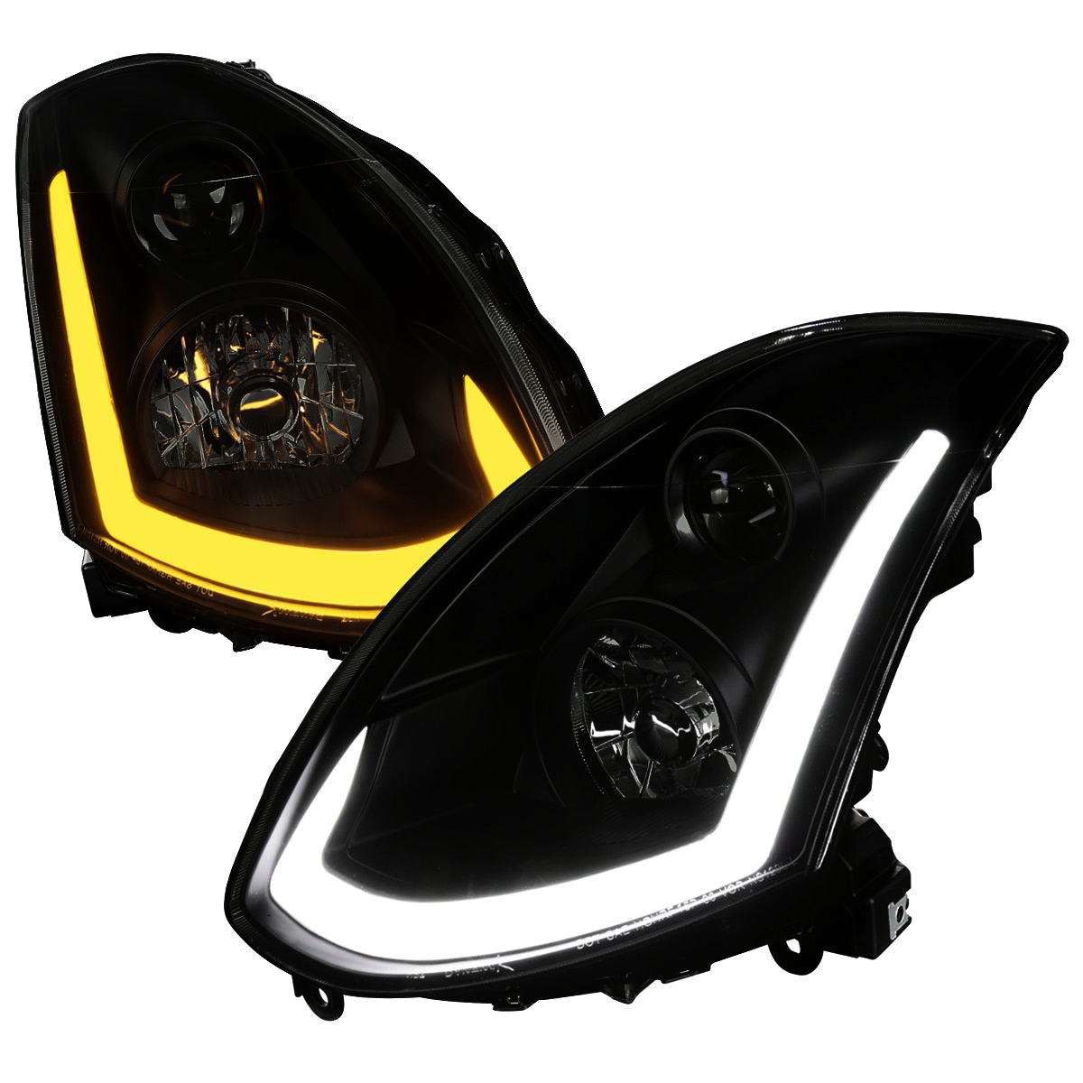 Black Smoke Spec-D LED Sequential Headlights for G35 Coupe 2003-2007