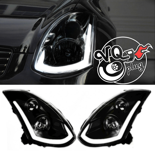 Black Spec-D LED Sequential Headlights for G35 Coupe 2003-2007