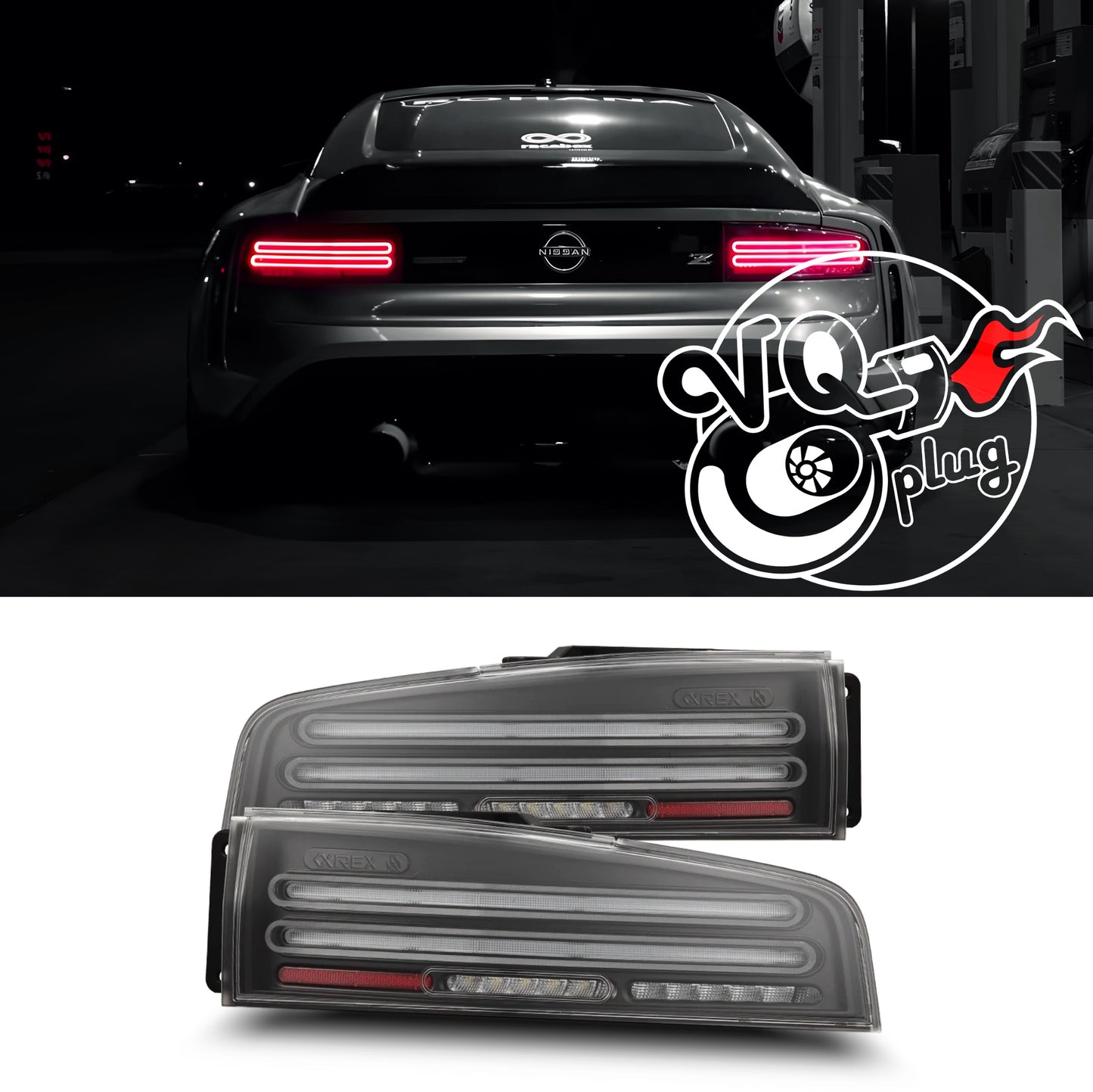 AlphaRex 23-25 Nissan Z Nova-Series Twin-Loop Style Prismatic LED Tail Lights - Black