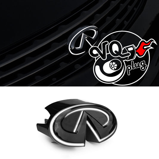 G35 Coupe OEM+ White LED Front Grill Emblem | Gloss Black Version