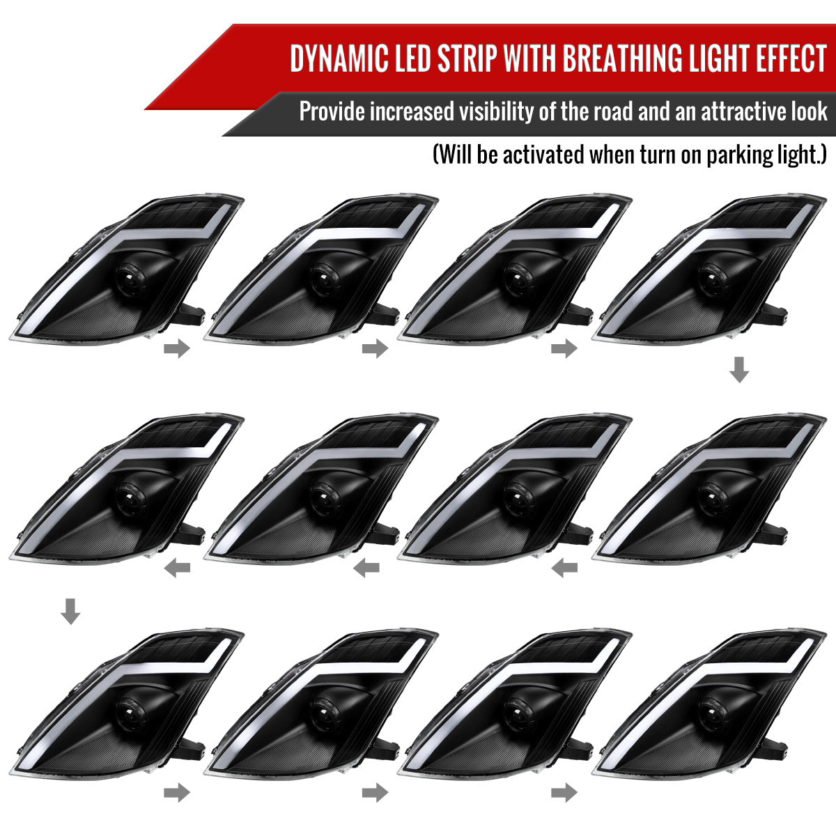 350Z Black Spec-D LED Sequential Headlights | 2003-2009