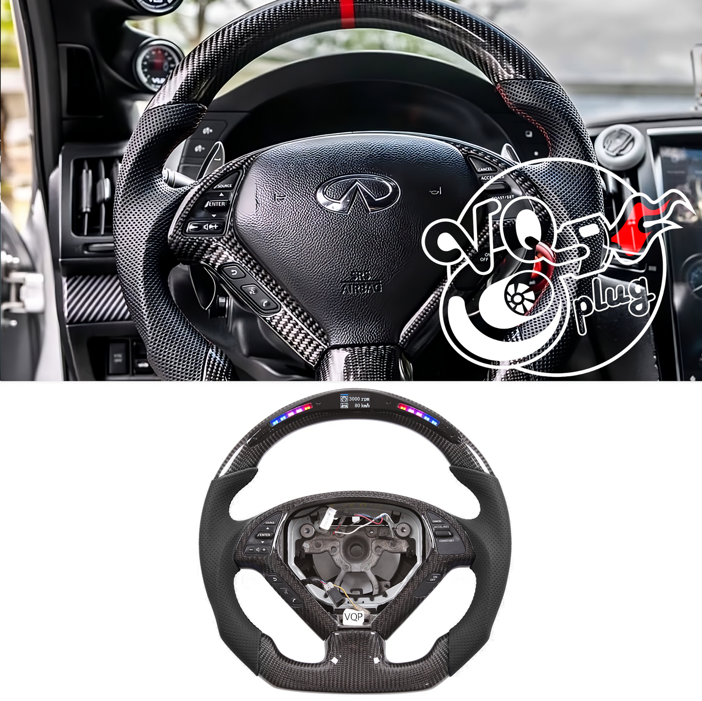 G37 RGB Display Carbon Fiber Customized Steering Wheel | RGB LED Light for Infiniti G37 Coupe & Sedan