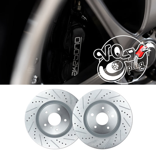 P2M Q50/Q60 Akebono Drilled and Slotted Brake Rotors