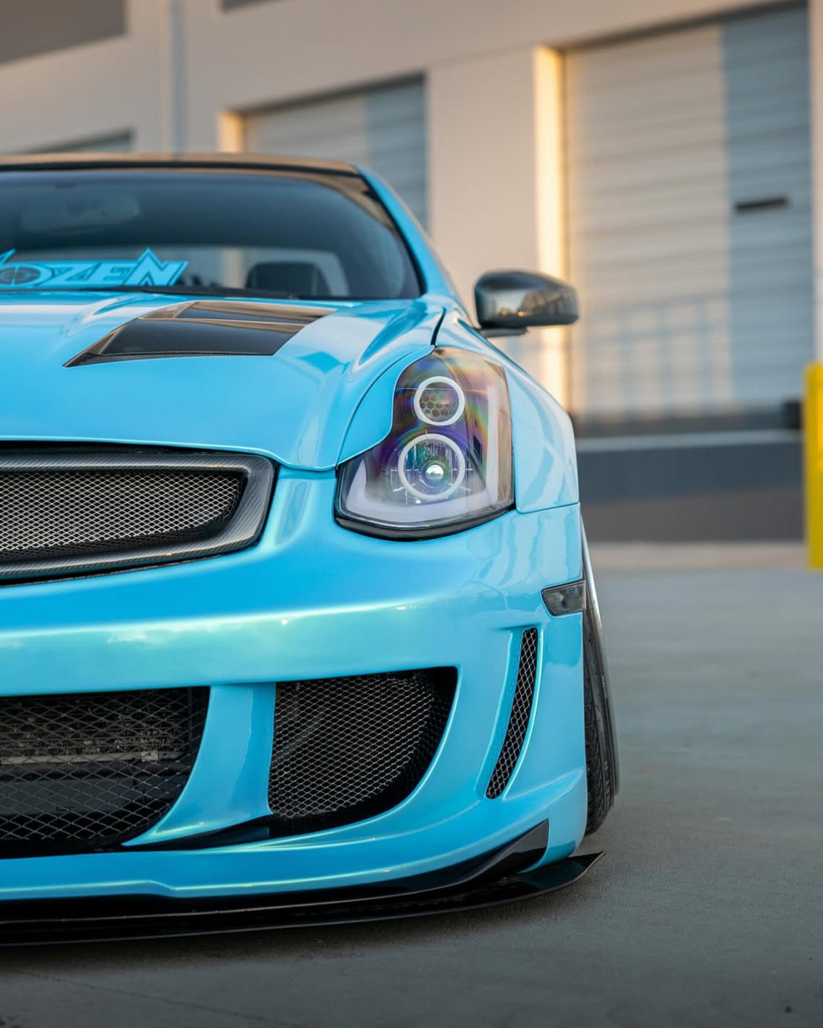 G35 Coupe GT3 Front Bumper - Bumpers, Cosmetic, Coupe, Discount $30, G35 customized light blue sports car