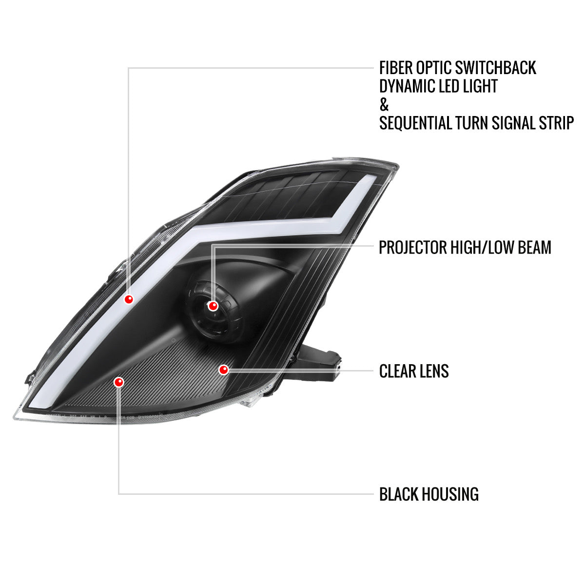 350Z Black Spec-D LED Sequential Headlights | 2003-2009