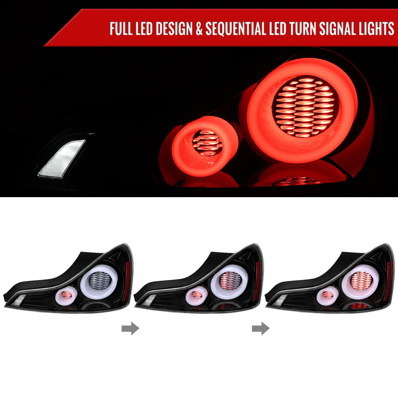 Spec-D G37/Q60 Coupe Customizable LED Sequential Halo Tail Lights