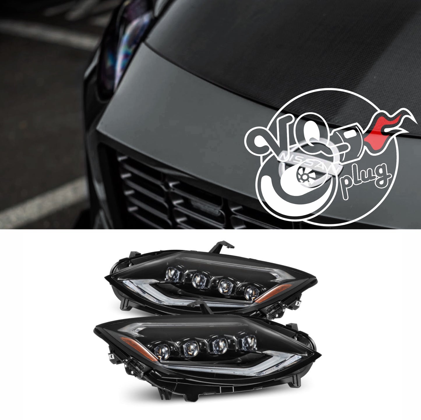 AlphaRex 23-24 Nissan Z NOVA-Series LED Projector Headlights Alpha-Blk w/Activation Light & Seq.Sig