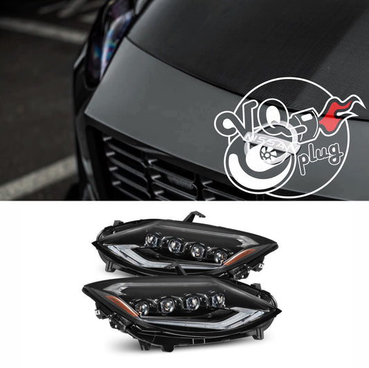AlphaRex 23-24 Nissan Z NOVA-Series LED Projector Headlights Alpha-Blk w/Activation Light & Seq.Sig