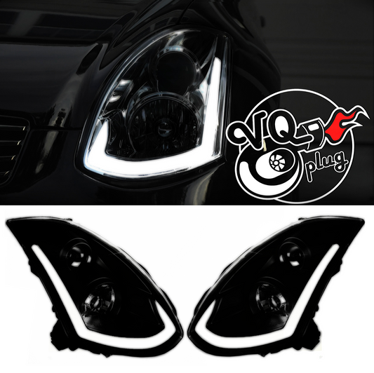 Black Smoke Spec-D LED Sequential Headlights for G35 Coupe 2003-2007