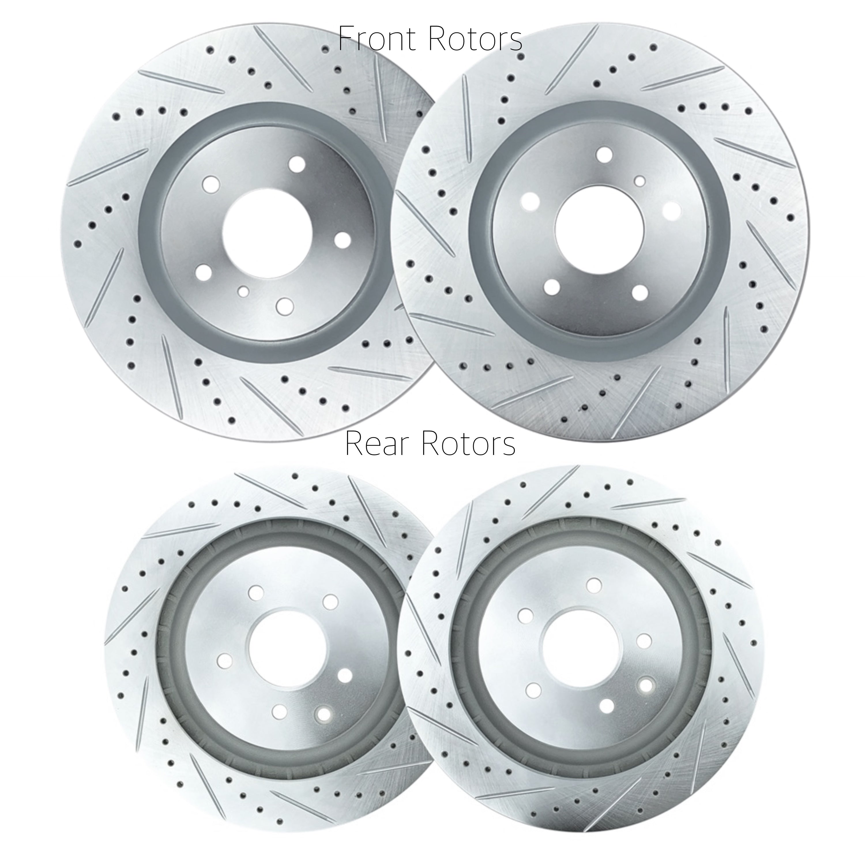 Front & Rear Drilled & Grooved Brake Discs With Pads For Nissan 350Z / G35