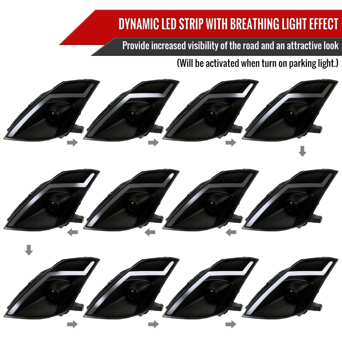 350Z Black Smoked Spec-D LED Sequential Headlights | 2003-2009