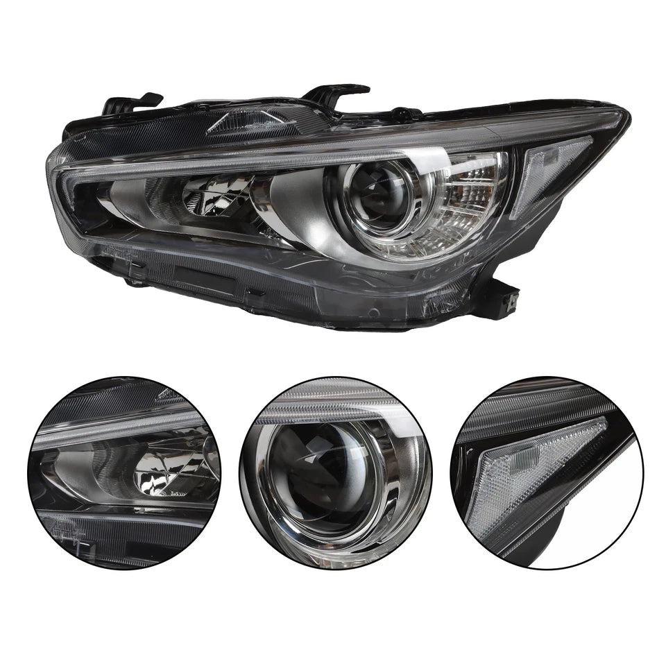 Q50 LED DRL Headlights w/o AFS Black (Left+ Right)