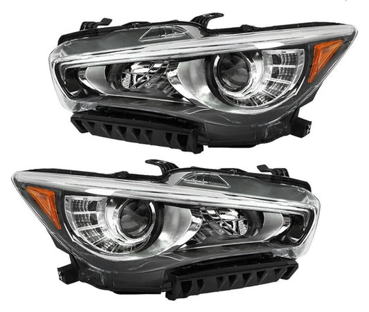 Q50 LED Headlights w/o AFS Chrome (Left+ Right)