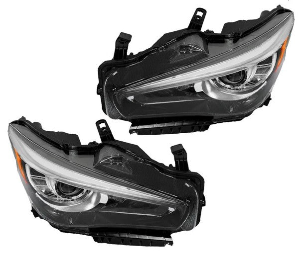 Q50 LED Headlights w/o AFS Chrome (Left+ Right)