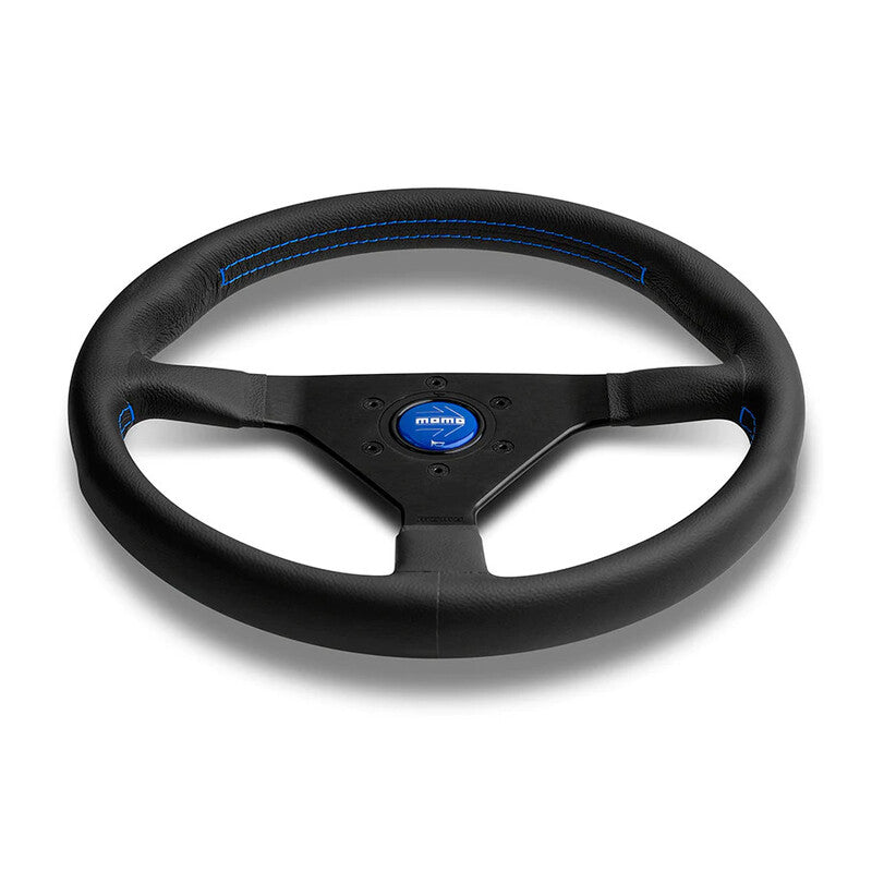 Momo Montecarlo Steering Wheel 350 mm - Black Leather/Blue Stitch/Black Spokes