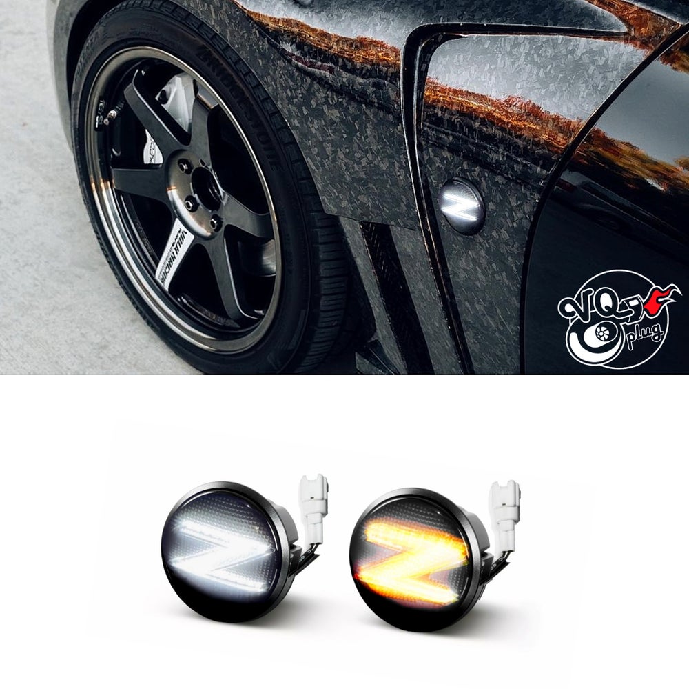 370z White LED Sequential Side Marker Lights - 370z, Competition Use, Cosmetic, Discount $15, HQ car marker lights