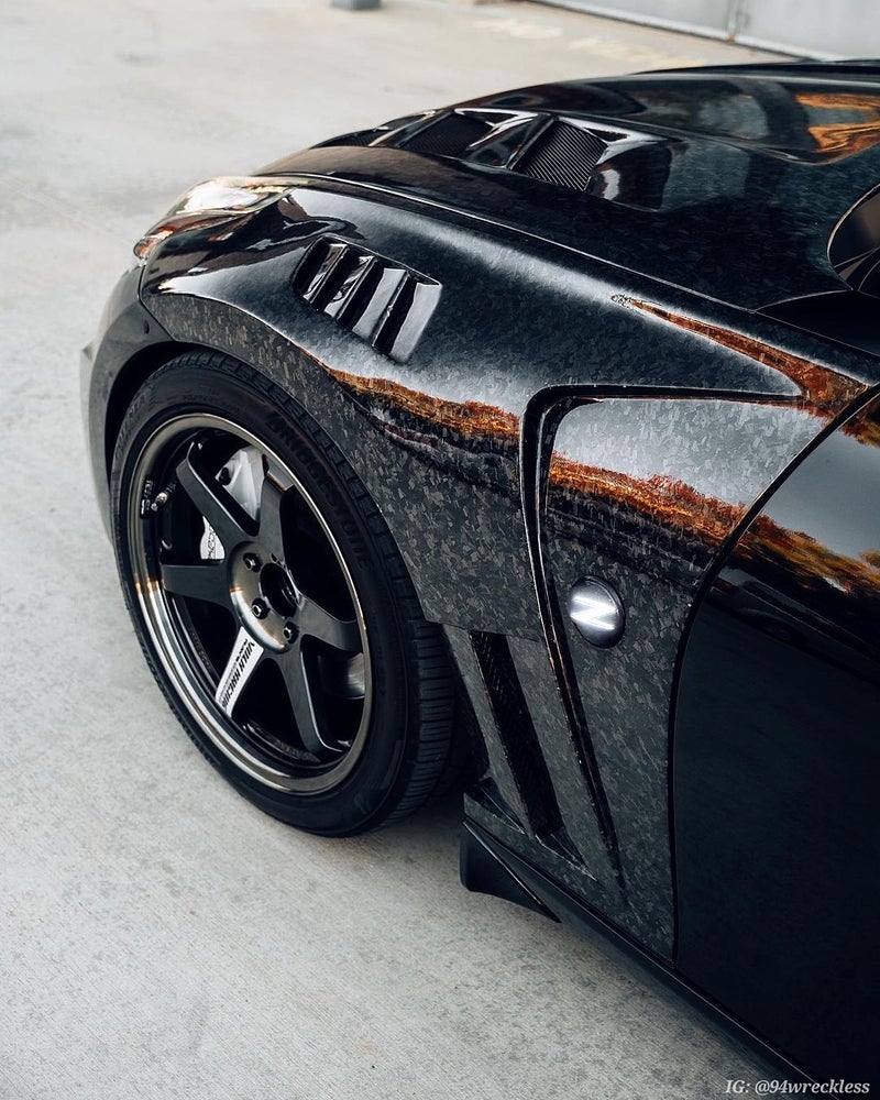 370z White LED Sequential Side Marker Lights - 370z, Competition Use, Cosmetic, Discount $15, HQ modified black car