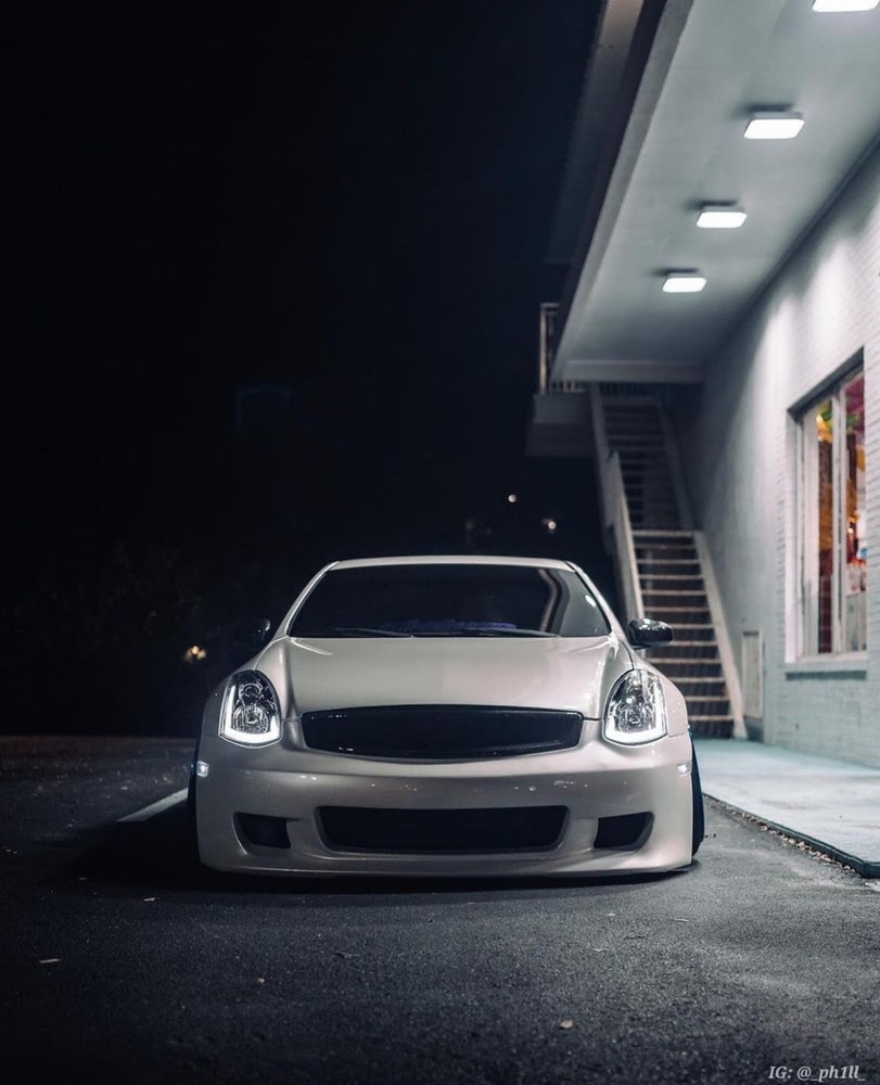 G35 Coupe Black Open Mesh Grill - Gloss Black - Cosmetic, Coupe, Discount $10, Ebay, G35 white modified car